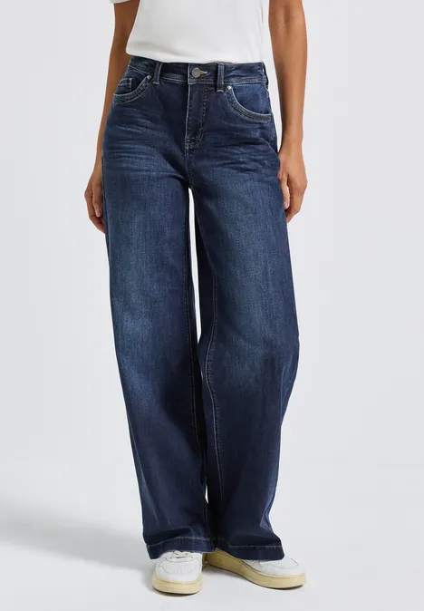 Wide Leg Jeans deep indigo soft washed