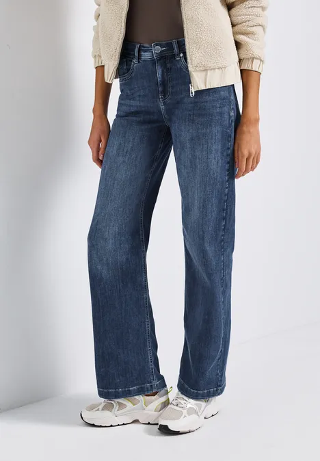 Wide Legs Jeans mid blue soft washed