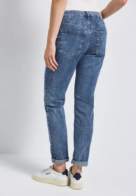 Boyfriend Jeans mid blue random washed