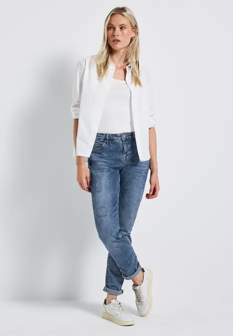 Boyfriend Jeans mid blue random washed
