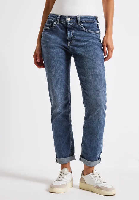 Boyfriend Jeans mid blue random washed
