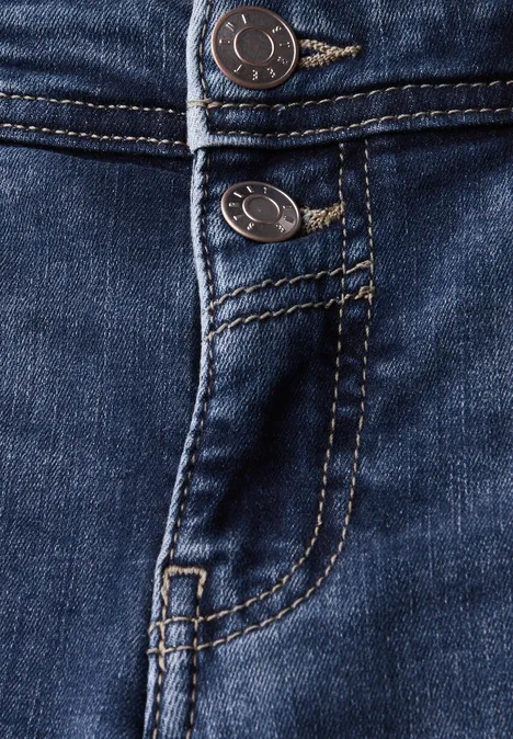 Straight Leg Jeans mid blue random washed