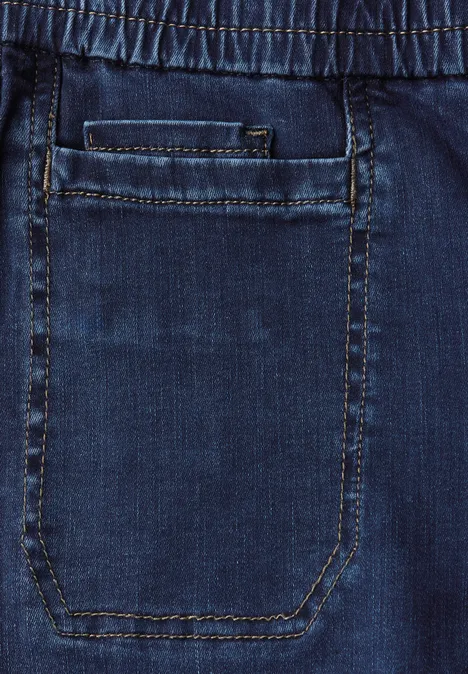 Jeans mit Elastikbund deep indigo washed