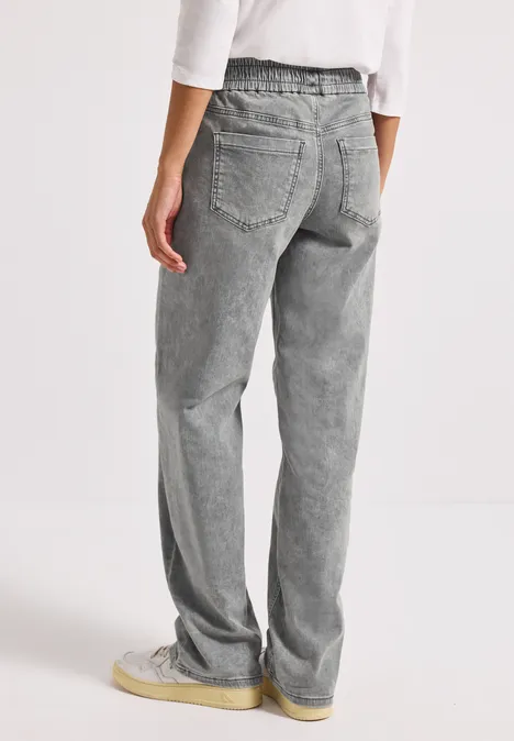 Jeans mit Elastikbund Light Grey Washed