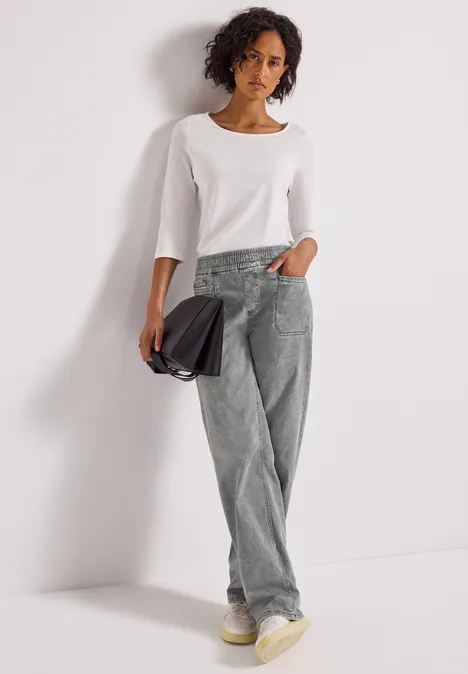 Jeans mit Elastikbund Light Grey Washed