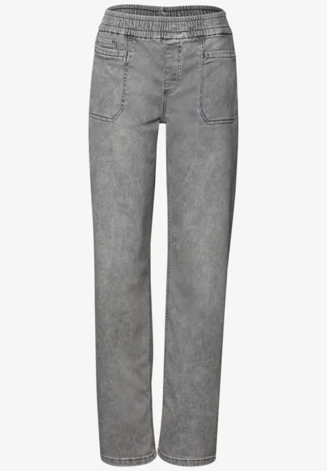 Jeans mit Elastikbund Light Grey Washed