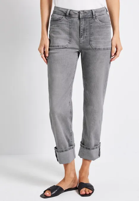 Straight Leg Jeans Grey Random washed