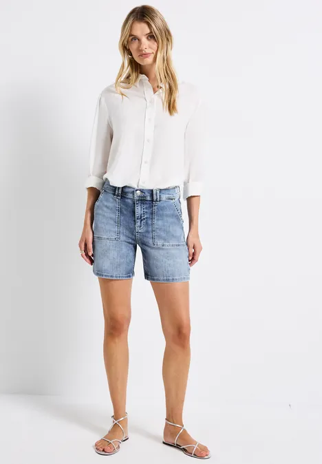 Jeansshorts Mid Blue Random washed