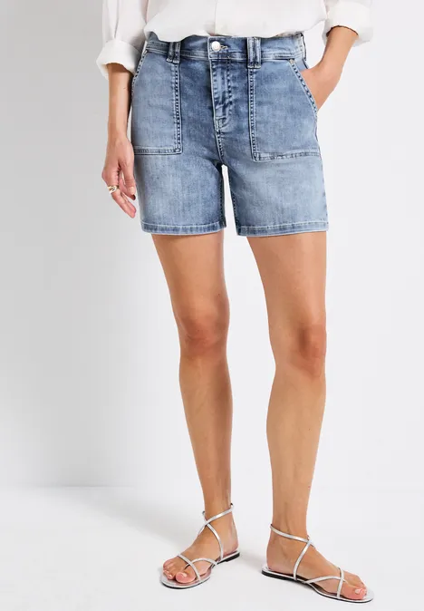 Jeansshorts Mid Blue Random washed
