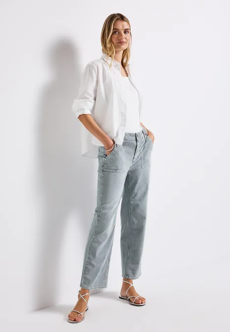 Gestreifte Jeans Indigo Stripe Washed