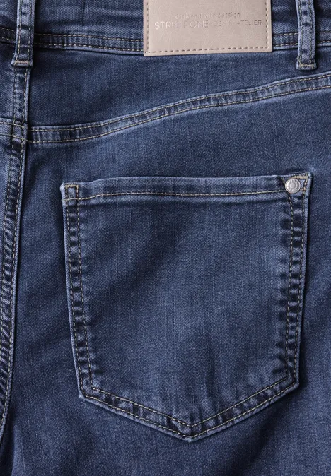 Wide Legs Jeans avec rivets Mid Blue Soft Washed