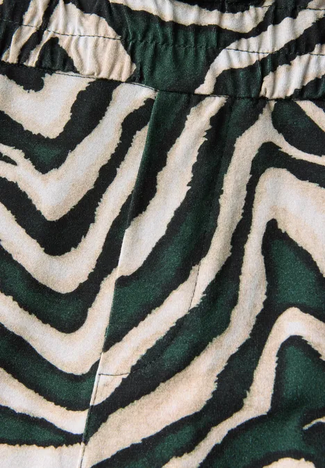 Gemusterte Paperbag Shorts pine grove green