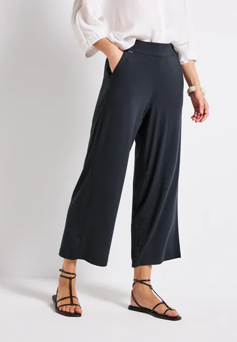 Wide Leg Jersey-Hose deepwater blue