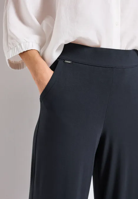 Wide Leg Jersey-Hose deepwater blue