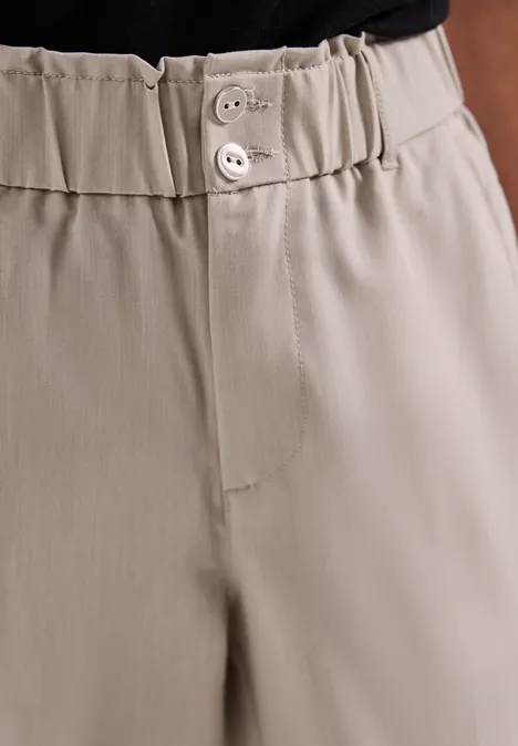 Melange-Look Paperbag Hose tumbled beige