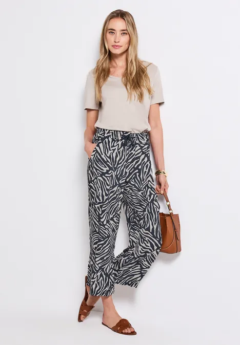 Gemusterte Wide Leg Hose deep blue