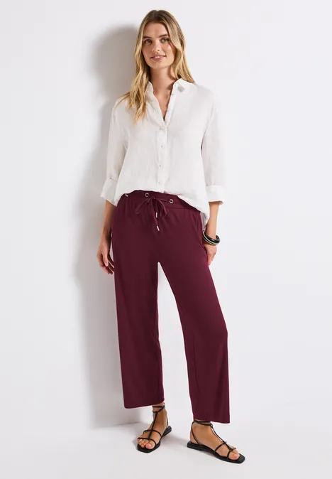 Wide Leg Hose mit Jogg Bund dark cherry red