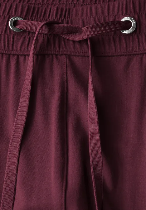 Wide Leg Hose mit Jogg Bund dark cherry red