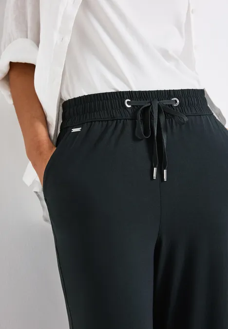 Wide Leg Hose mit Jogg Bund pine grove green