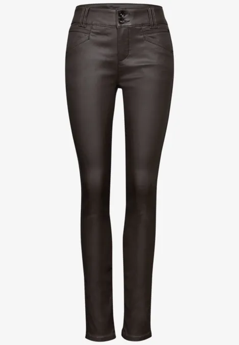 Slim Fit Coated Hose deep roast brown