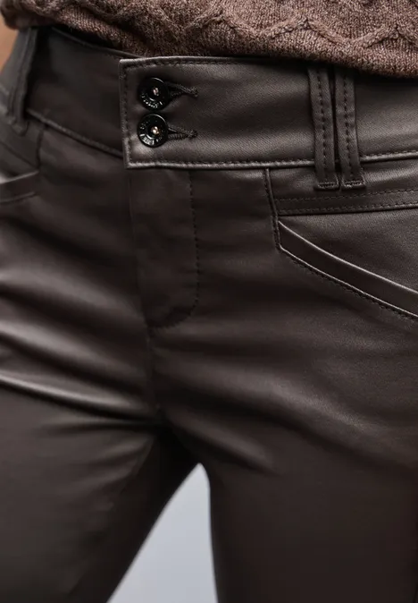 Slim Fit Coated Hose deep roast brown