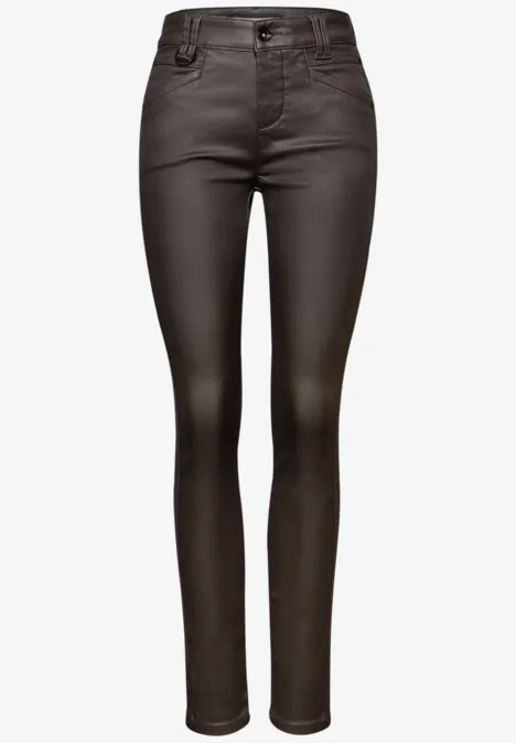 Slim Fit Coated Hose deep roast brown