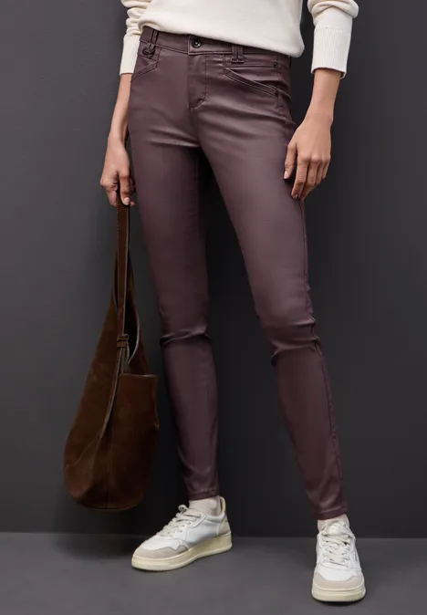 Slim Fit Coated Hose velvet berry