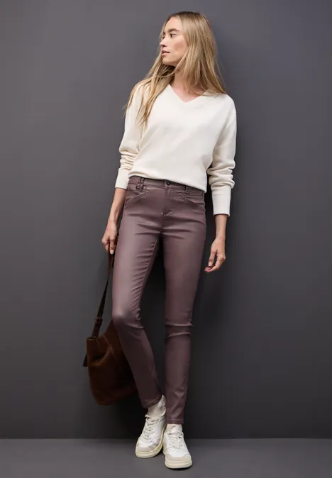 Slim Fit Coated Hose velvet berry