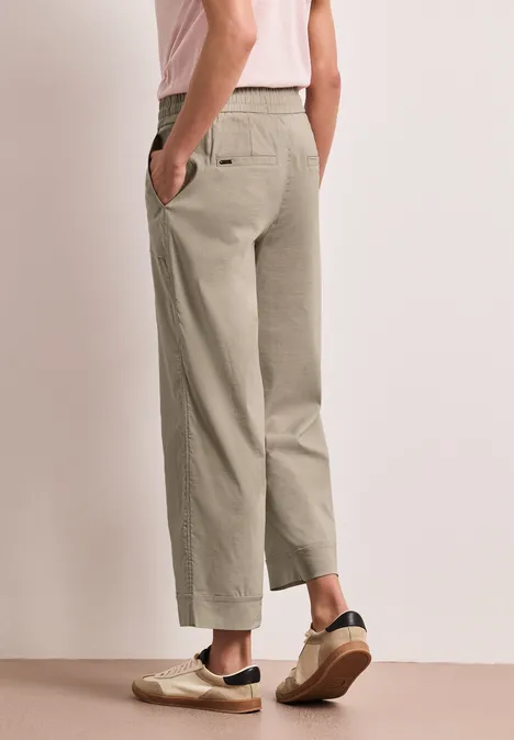 Casual Fit Hose mit Turn-Up morning beige
