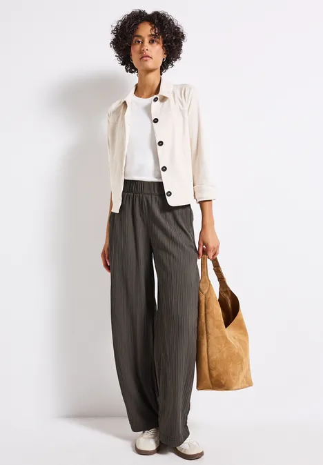 Wide Leg Crinkle Hose nomad brown
