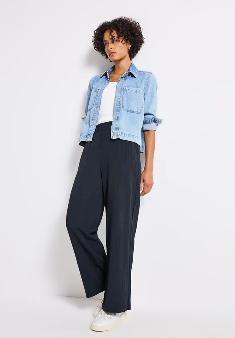 Wide Leg Crinkle Hose deepwater blue
