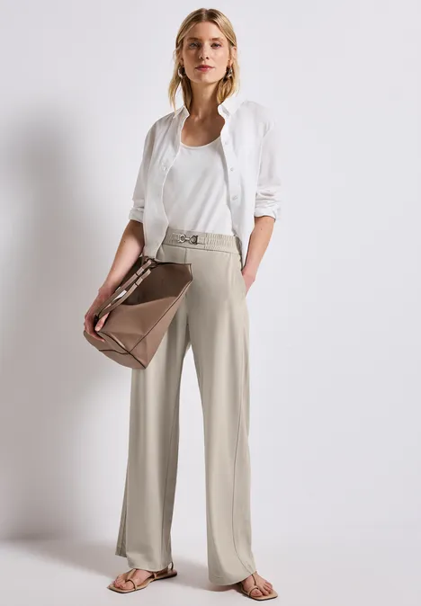 Glitzernde Wide Leg Hose silkstone white