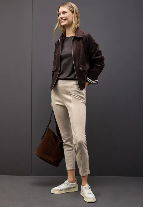 Velours Hose dark morn beige