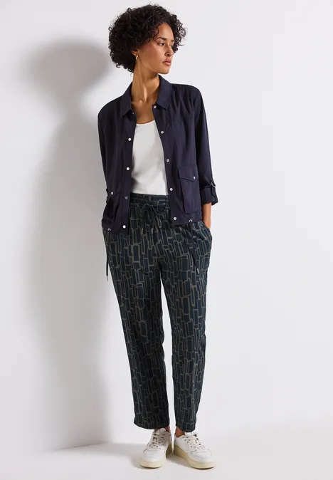 Puzzle Print Loose Fit Hose deepwater blue