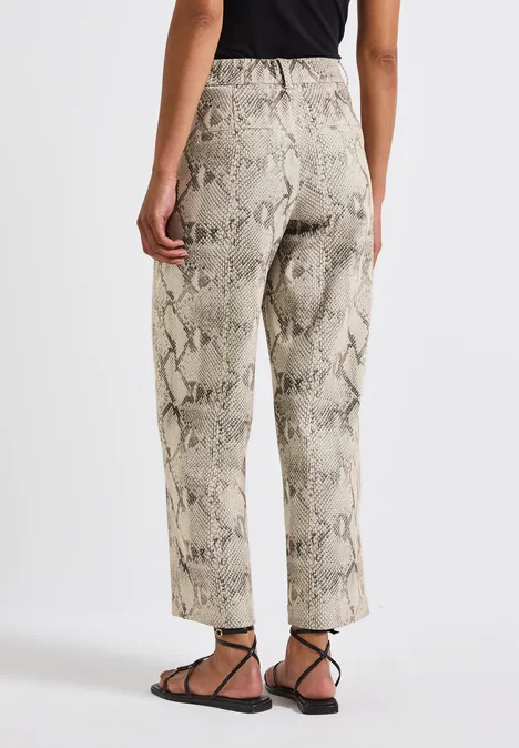 Gemusterte Straight Leg Hose morning beige
