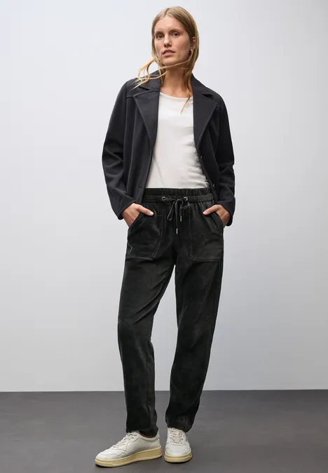Loose Fit corduroy broek Black