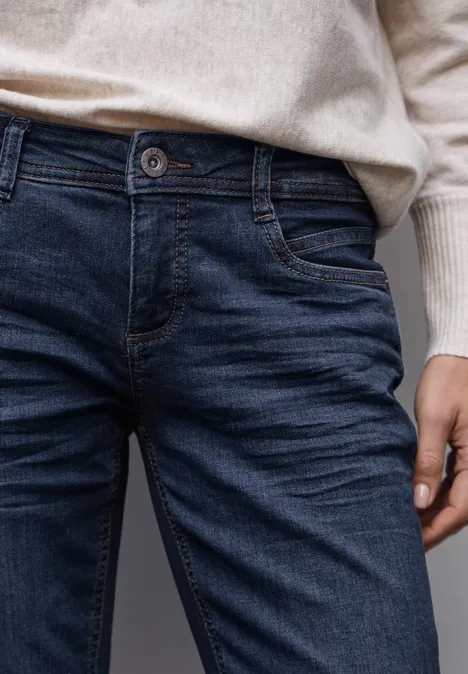 Low Waist Jeans dark blue soft wash