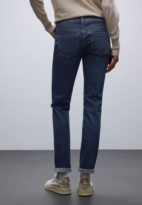 Low Waist Jeans dark blue soft wash