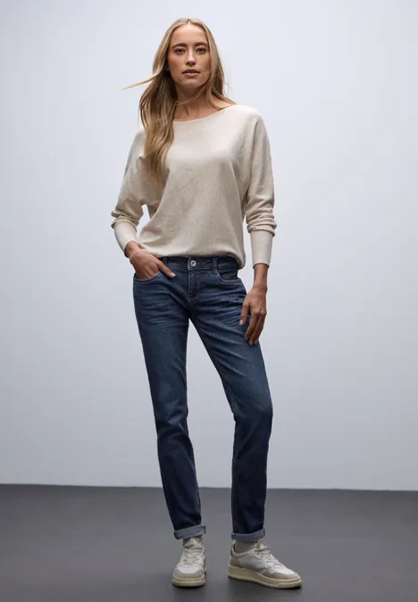 Low Waist Jeans dark blue soft wash