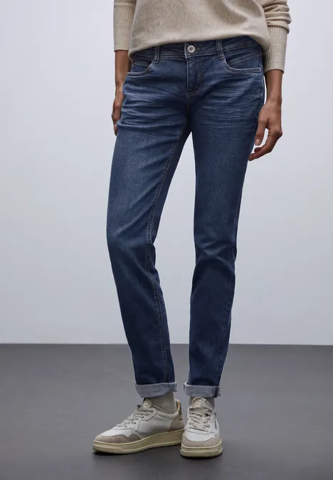 Low Waist Jeans dark blue soft wash