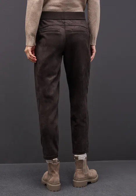 Loose Fit Velours Hose deep roast brown