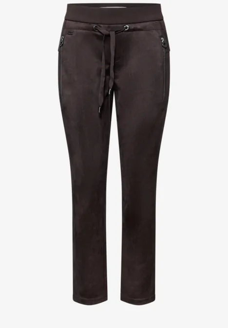 Loose Fit Velours Hose deep roast brown