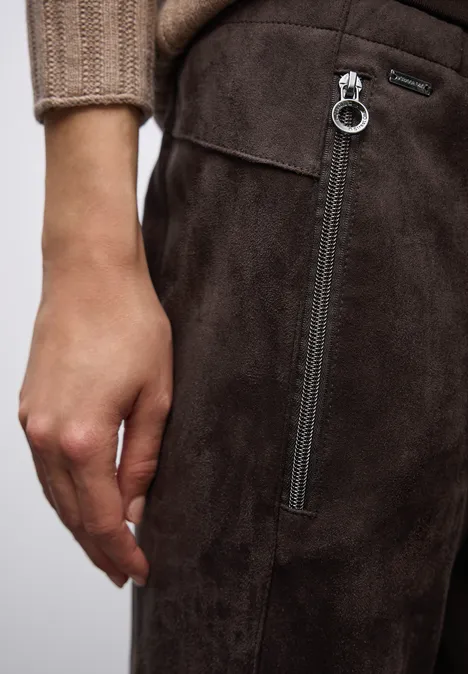 Loose Fit Velours Hose deep roast brown