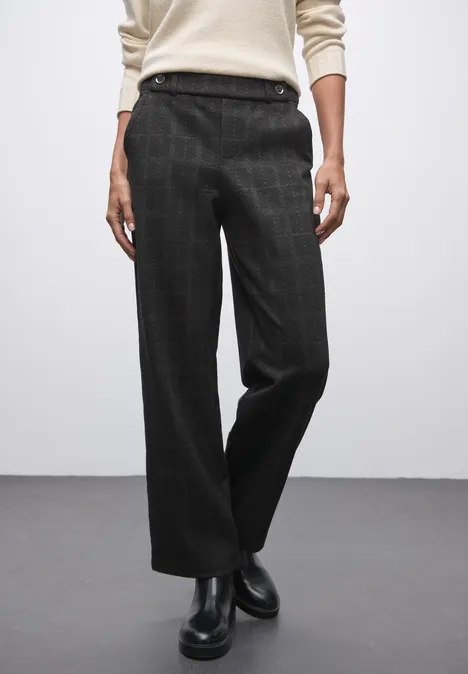 Karierte Straight Leg Hose anthracite melange
