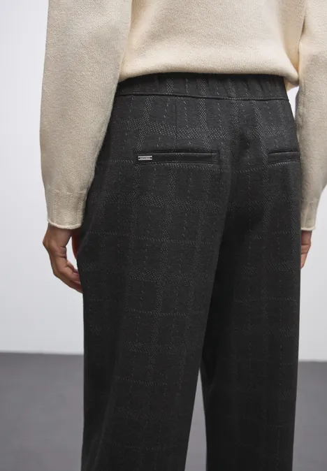 Karierte Straight Leg Hose anthracite melange