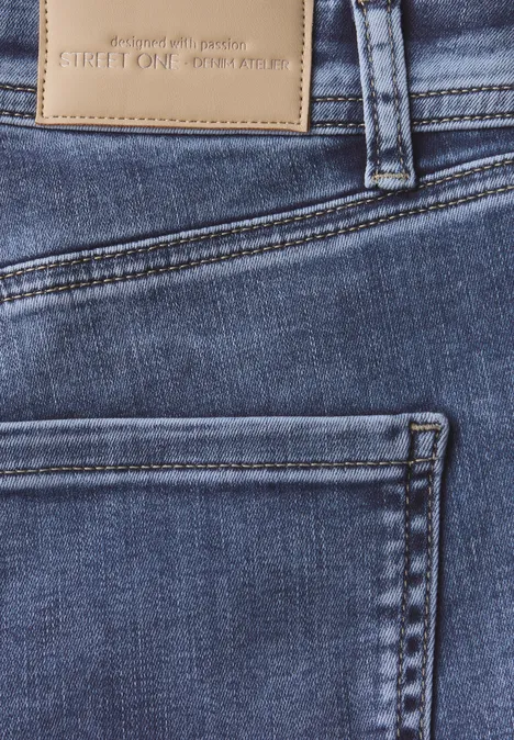Straight Leg Destroyed Jeans authentic mid blue