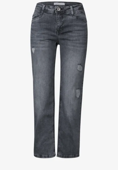 Straight Leg Destroyed Jeans soft grey washed