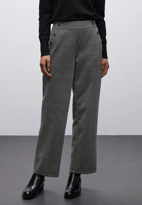 Karierte Straight Leg Hose Black
