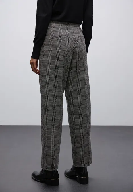 Karierte Straight Leg Hose Black