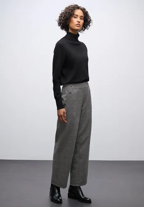 Karierte Straight Leg Hose Black